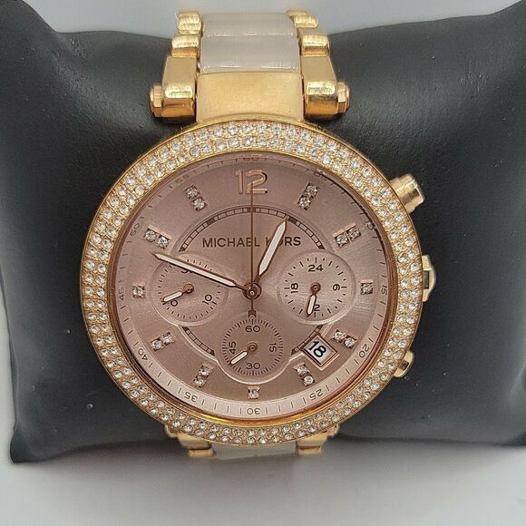 Michael Kors MK5896 Women's Stainless Steel Analog Blush Dial Quartz Watch BC803 - Picture 1 of 10